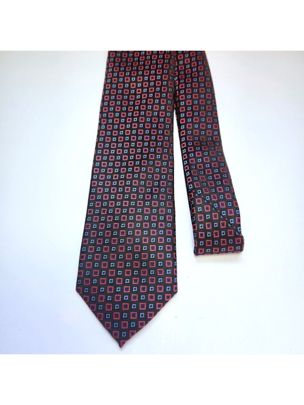 Antonio Rossi Italian Handmade Tie Geometric Squares Men’s Necktie 59.5 Inches